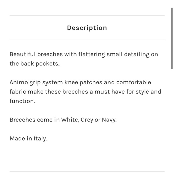 Animo Noodwill knee grip breeches in white (IT size 48) - Picture 9 of 9